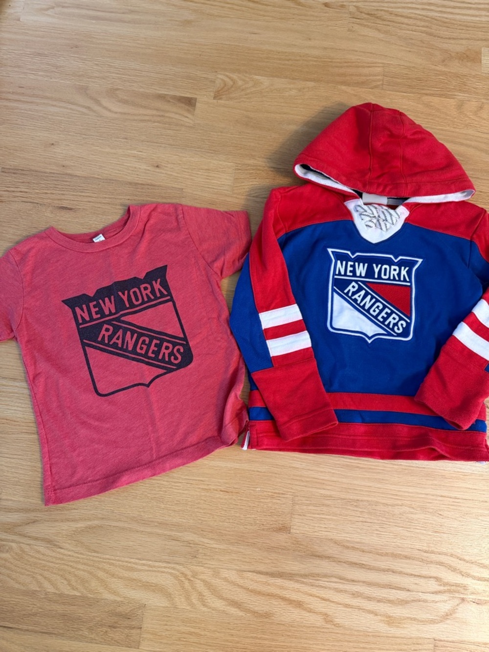NHL New York Rangers Hockey Official Hoodie & Custom Tee, 2 pcs, Size 4/5